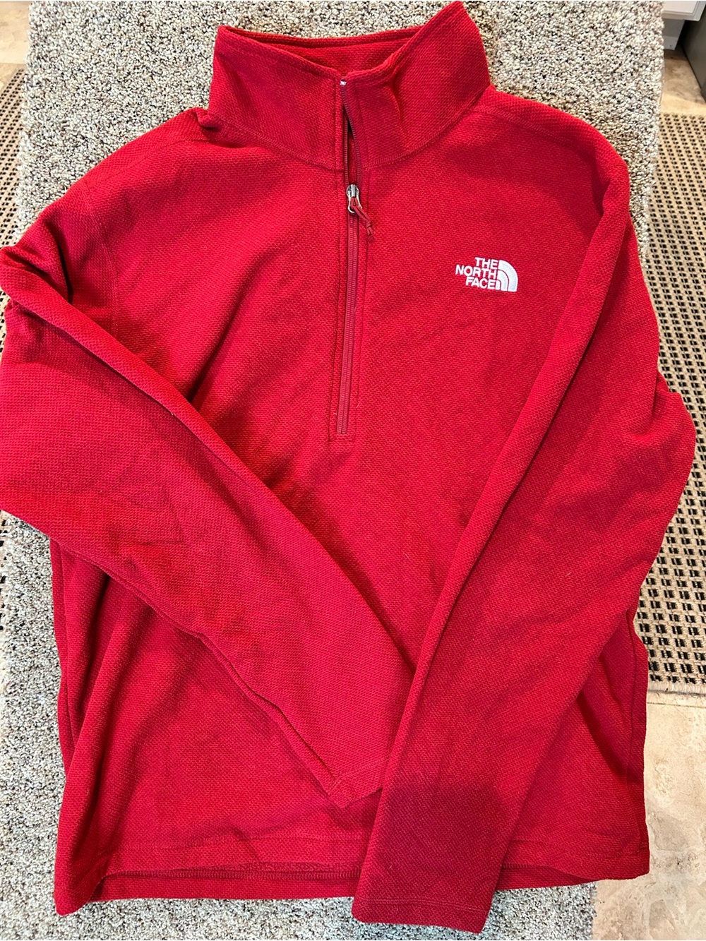 The North Face Men’s Red Quarter-Zip Waffle Knit Pullover